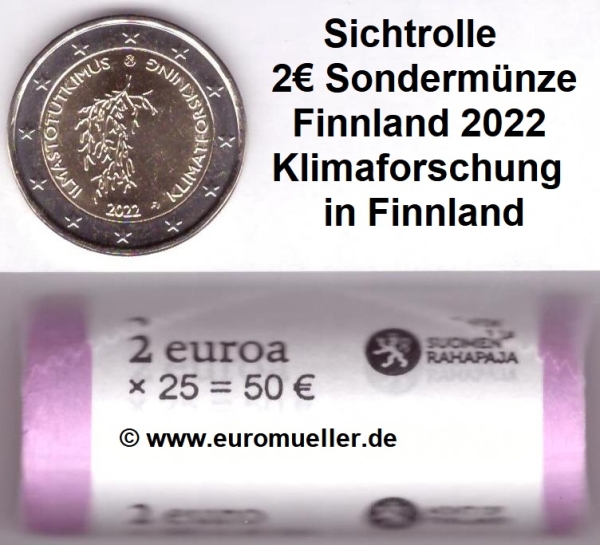 Rolle 2 Euro Sondermünze Finnland 2022 Klimaforschung
