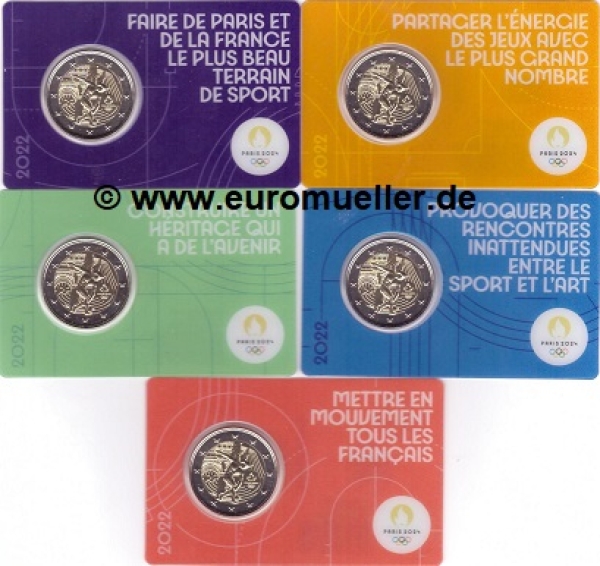 2 Euro Sondermünze Frankreich 2022 5x CC
