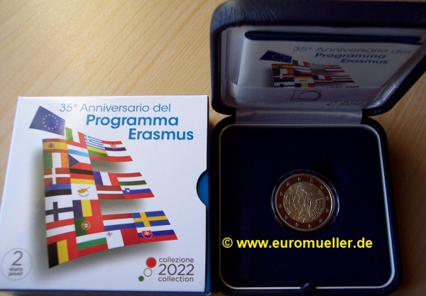 2 Euro Sondermünze Italien 2022 Erasmus PP