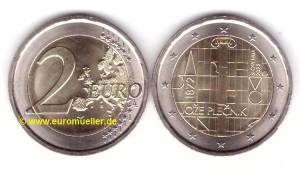 2 Euro Sondermünze Slowenien 2022 J. Plecnik