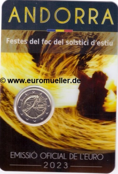 2 Euro Sondermünze Andorra 2023 Sommersonnenwende in Coincard