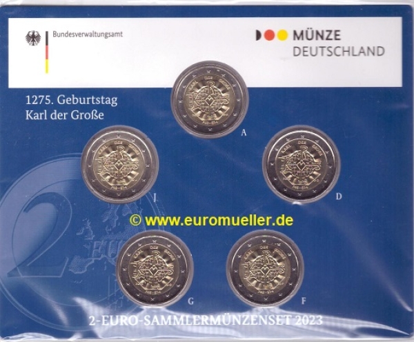 5x 2 Euro Sondermünze Deutschland 2023 Karl der Große bu.