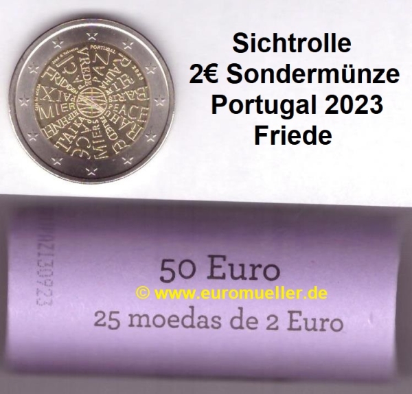 Rolle 2 Euro Sondermünze Portugal 2023 Friede