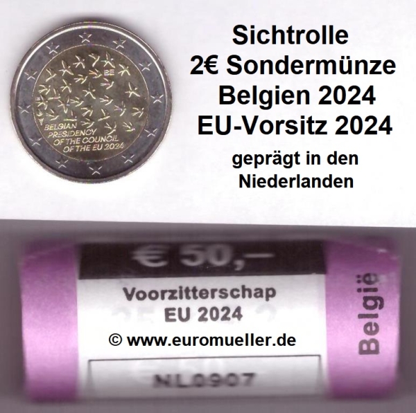 Rolle 2 Euro Sondermünze Belgien 2024 EU-Vorsitz