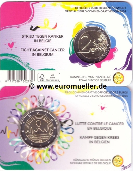 2 Euro Sondermünze Belgien 2024 Krebs fr. CC