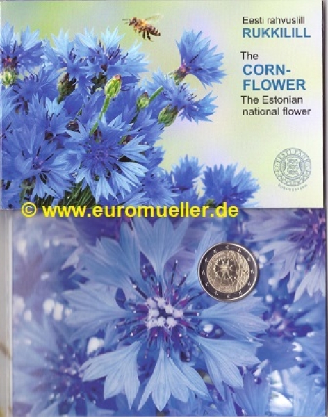 2 Euro Sondermünze Estland 2024 Kornblume bu.