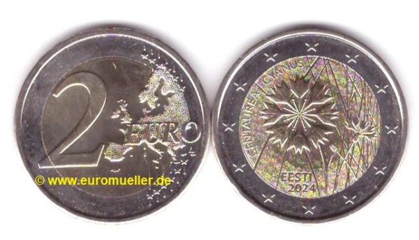 2 Euro Sondermünze Estland 2024 Kornblume