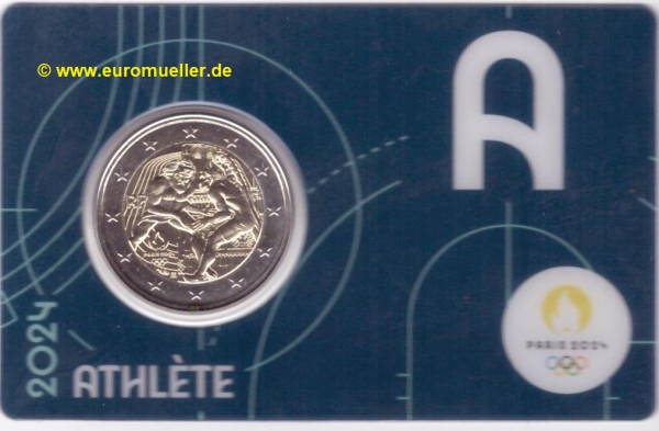 2 Euro Sondermünze Frankreich 2024 Herkules CC blau