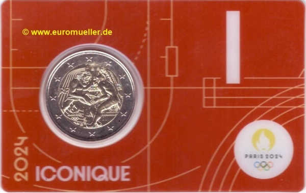 2 Euro Sondermünze Frankreich 2024 Herkules CC rot