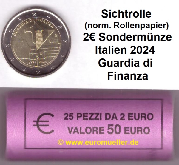 Rolle 2 Euro Sondermünze Italien 2024 Guardia Finanza