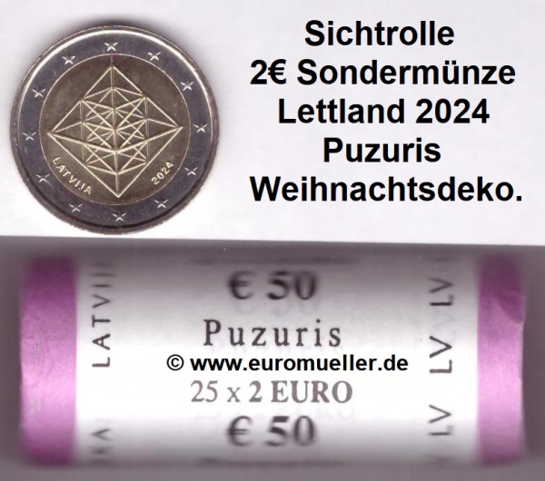 Rolle 2 Euro Sondermünze Lettland 2024 Puzuris