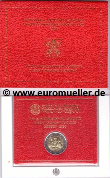 2 Euro Sondermünze Vatikan 2024 T. Aquin bu.