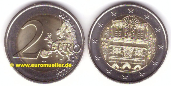 2 Euro Sondermünze Frankreich 2025 Notre Dame