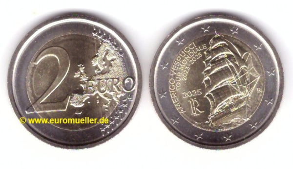 2 Euro Sondermünze Italien 2025 Amerigo Vespucci