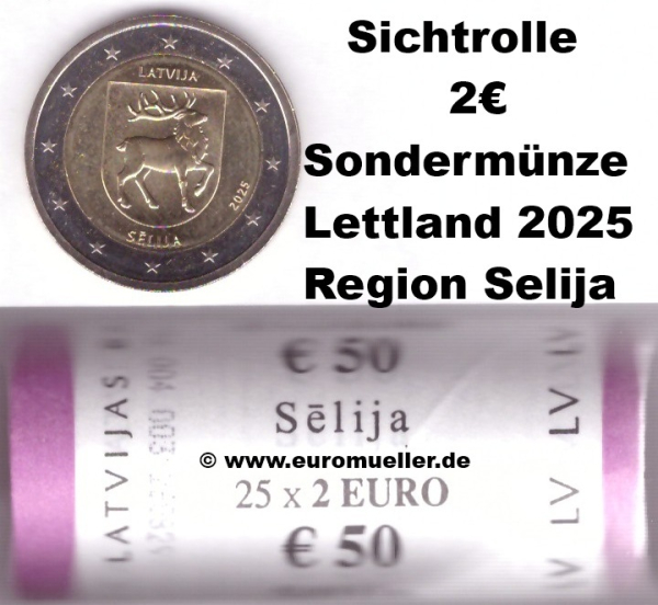 Rolle 2 Euro Sondermünze Lettland 2025 Selija