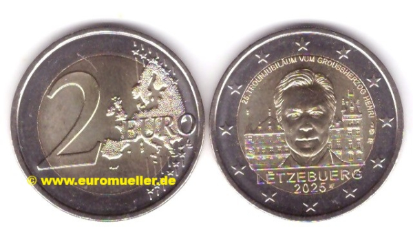 2 Euro Sondermünze Luxemburg 2025 - 25 J. Thronbest. Henri