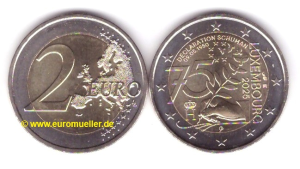 2 Euro Sondermünze Luxemburg 2025 - 75 J. Schuman Erklärung