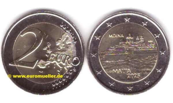 2 Euro Sondermünzen Malta 2025 Mdina