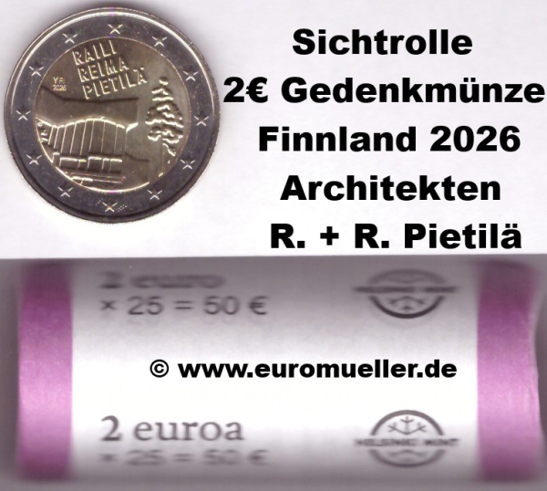 Rolle 2 Euro Gedenkmünze Finnland 2026 Pietilä