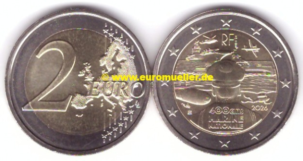 2 Euro Gedenkmünze Frankreich 2026 Marine
