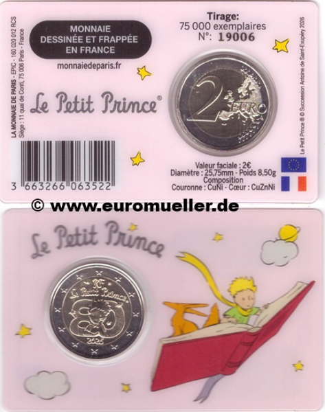 2 Euro Gedenkmünze Frankreich 2026 - Der kleine Prinz rosa CC