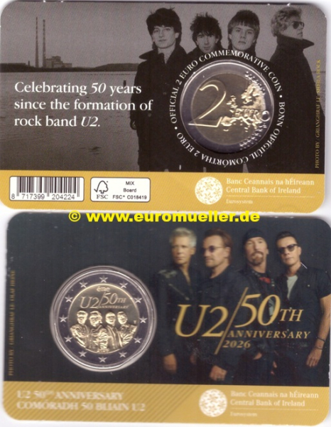 2 Euro Gedenkmünze Irland 2026 Rockband U2