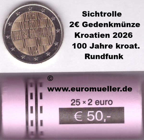 Rolle 2 Euro Gedenkmünze Kroatien 2026 Radio