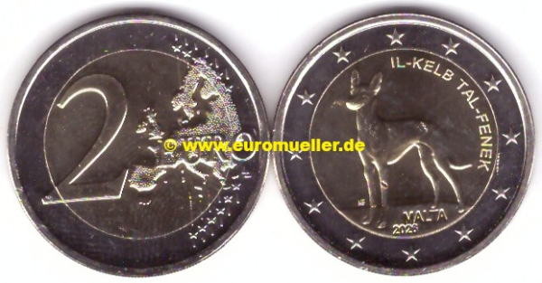 2 Euro Gedenkmünze Malta 2026 Pharaonenhund