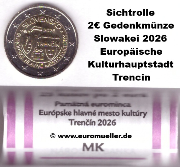 Rolle 2 Euro Gedenkmünze Slowakei 2026 Trencin