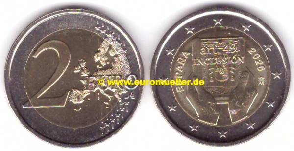 2 Euro Gedenkmünze Spanien 2026 Inclusion