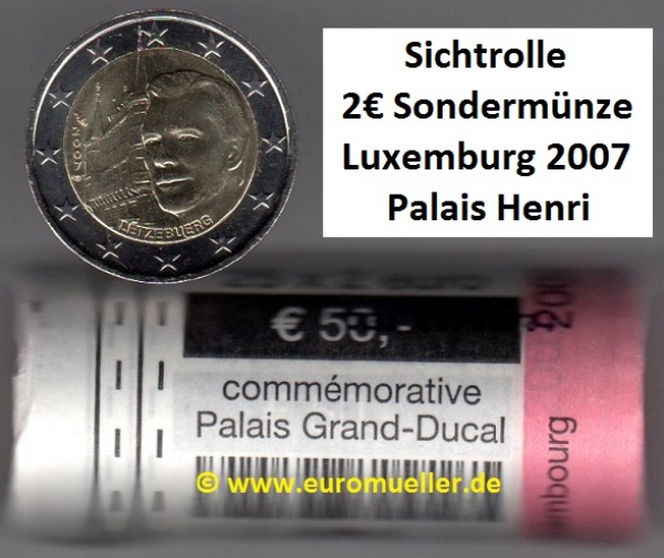 Rolle 2 Euro Sondermünze Luxemburg 2007 Residenz Henri