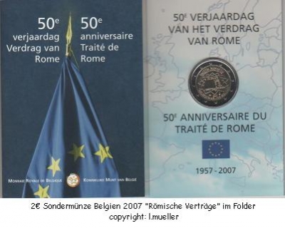 2 Euro Sondermünze Belgien 2007 RV bu.