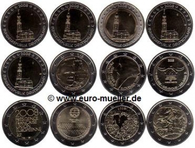 12x 2 Euro Sondermünzen 2008