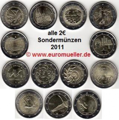 13x 2 Euro Sondermünzen 2011