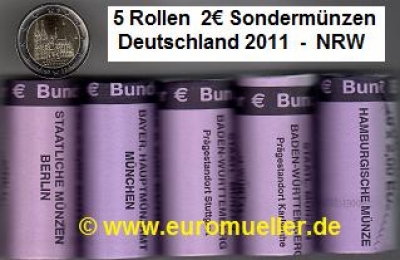 5 Rollen 2 Euro Sondermünzen Deutschland NRW 2011