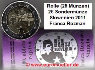 Rolle 2 Euro Sondermünze Slowenien 2011