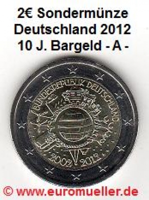 2 Euro Sondermünze Deutschland 2012 Bargeld A