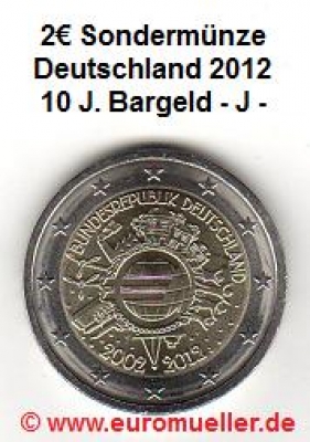 2 Euro Sondermünze Deutschland 2012 Bargeld J