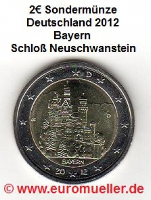 2 Euro Sondermünze Deutschland 2012 Bayern D