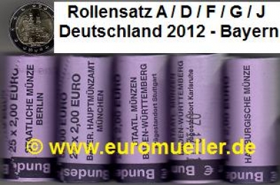 5 Rollen 2 Euro Sondermünzen Deutschland 2012 Bayern