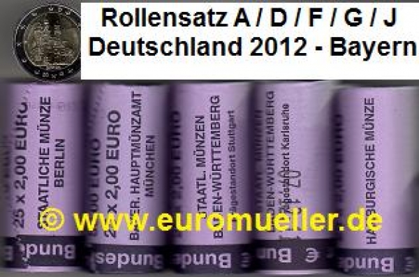 5 Rollen 2 Euro Sondermünzen Deutschland 2012 Bayern