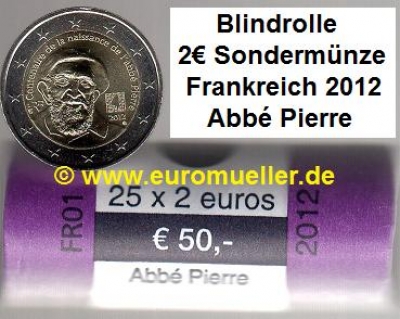 Rolle 2 Euro Sondermünze Frankreich 2012 Abbe