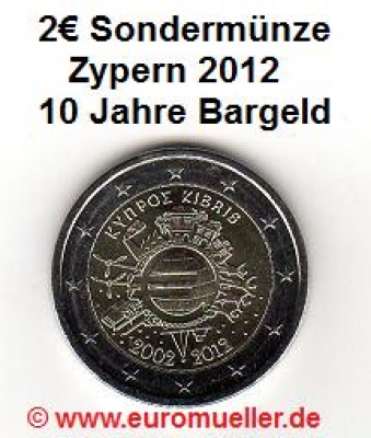 2 Euro Sondermünze Zypern 2012 Bargeld