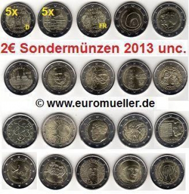 28x 2 Euro Sondermünzen 2013 mit Monaco