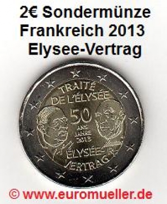 2 Euro Sondermünze Frankreich 2013 Elysee Vertrag