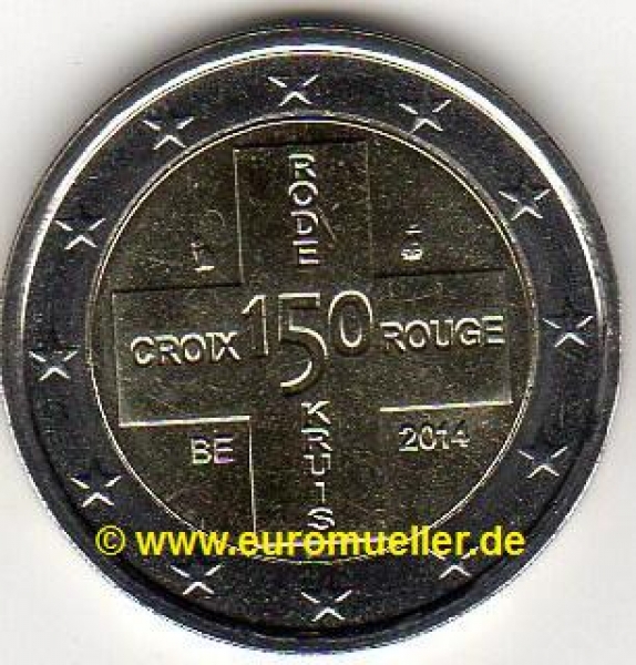 2 Euro Sondermünze Belgien 2014 Rotes Kreuz