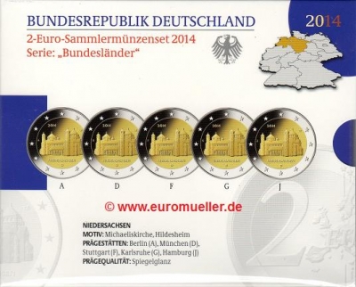 5x 2 Euro Sondermünze Deutschland 2014 PP