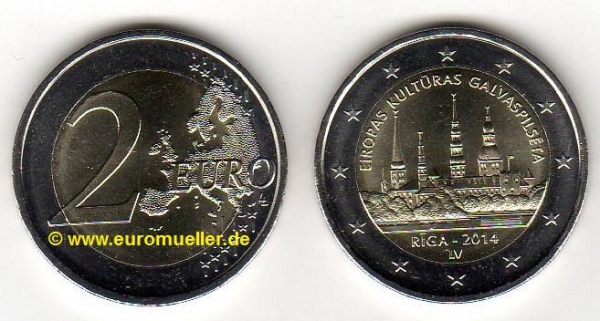 2 Euro Sondermünze Lettland 2014 Riga