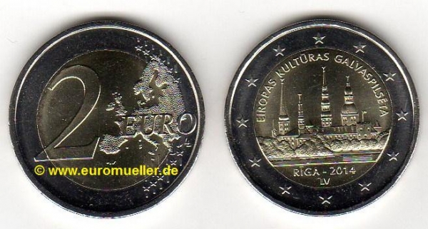 2 Euro Sondermünze Lettland 2014 Riga