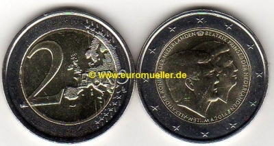 2 Euro Sondermünze Niederlande 2014 Doppelporträt Willem/Beatrix